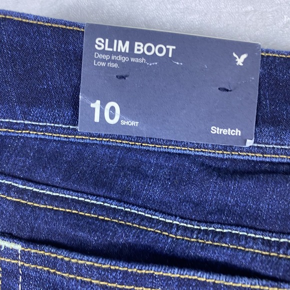 NWT American Eagle Jeans Women Sz 10 Petite Short Medium Wash Stretch Slim Boot - Picture 4 of 16